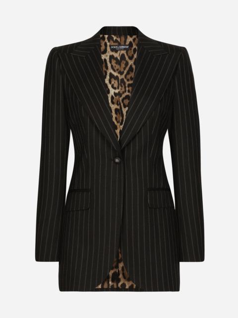 Single-breasted pinstripe wool Turlington jacket