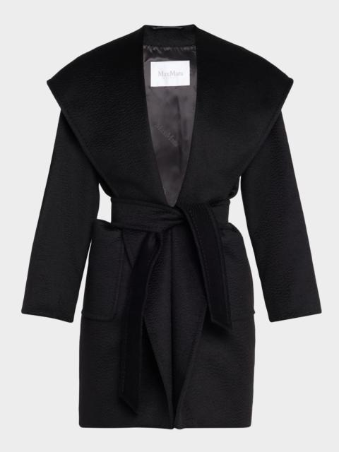 Max Mara Rialto Camel Hair Belted Short Hooded Coat