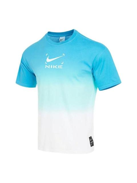 Nike Nike Just Do It DRI-FIT Gradient Rendering T-Shirt 'Blue Green White' FN0320-134
