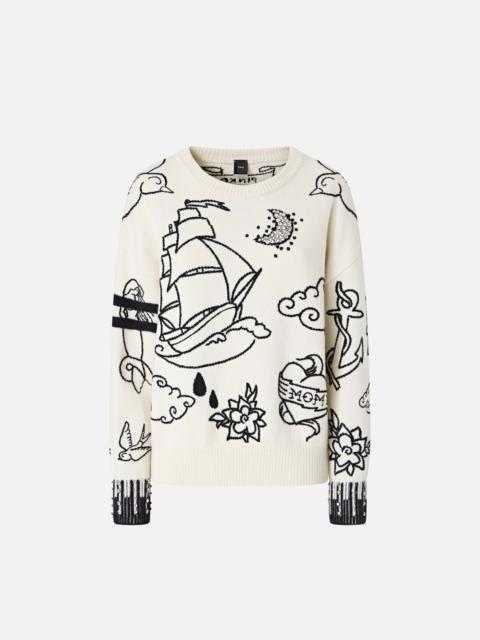 PINKO PATTERNED CREW-NECK SWEATER