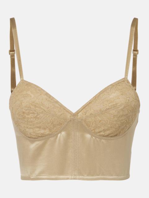 Embroidered cotton and silk bustier