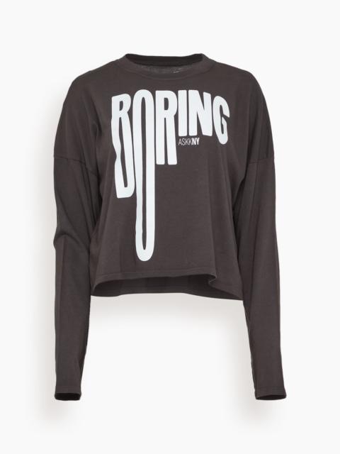 ASKK NY Cropped Long Sleeve Printed Tee in Boring