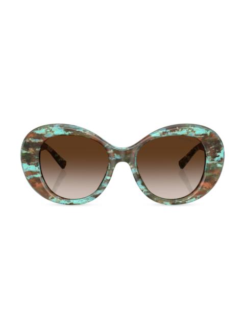 Tiffany & Co. Women's 52MM Round Sunglasses - Gradient Brown Tiffany Blue Havana