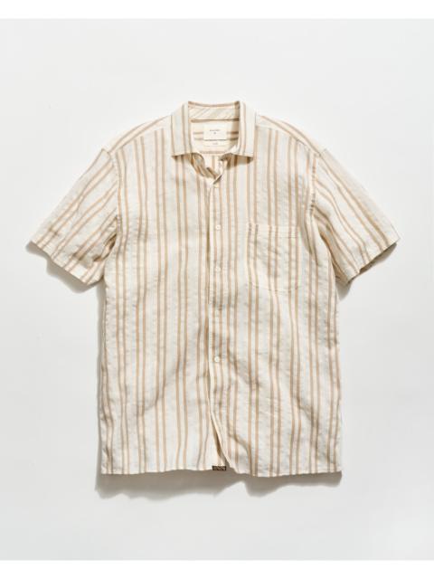 Billy Reid Short Sleeve Textured Dobby Stripe Contrast Treme