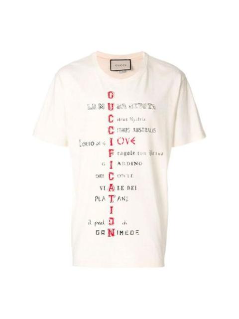 GUCCI Gucci Alphabet Printing Short Sleeve Creamy White 492347-X3N07-7550