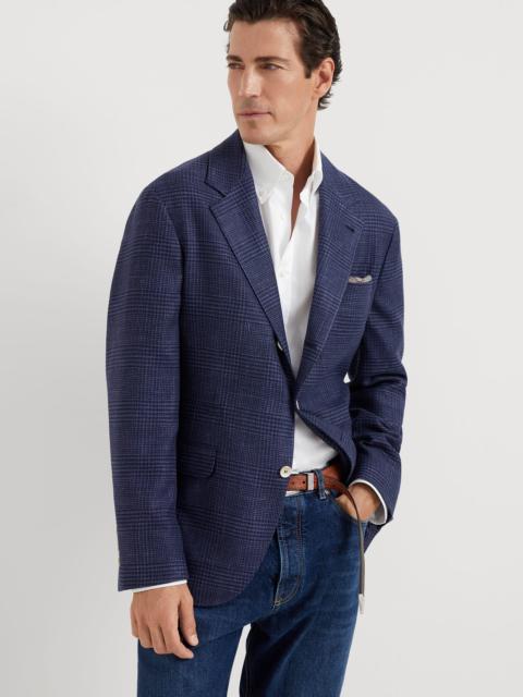 Comfort wool, silk and linen Prince of Wales deconstructed blazer