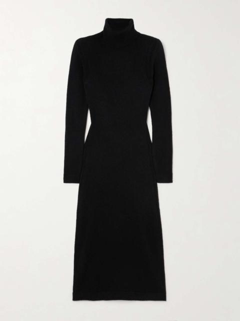 Cutout cashmere turtleneck midi dress