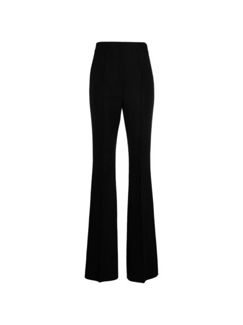 high-waisted flared trousers