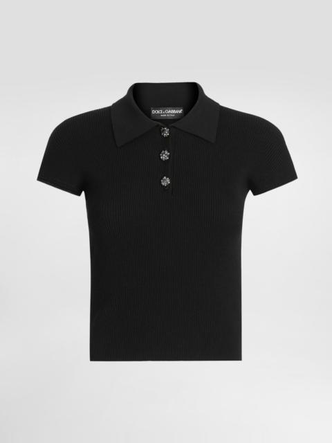 Dolce & Gabbana Ribbed polo sweater