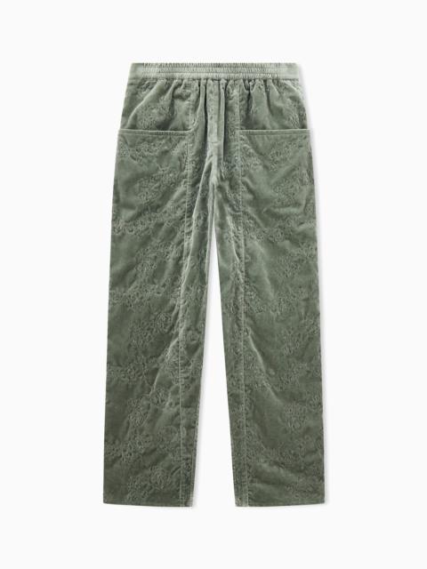 GIORGIO ARMANI LINED COTTON VELVET PANTS WITH FLORAL EMBROIDERY