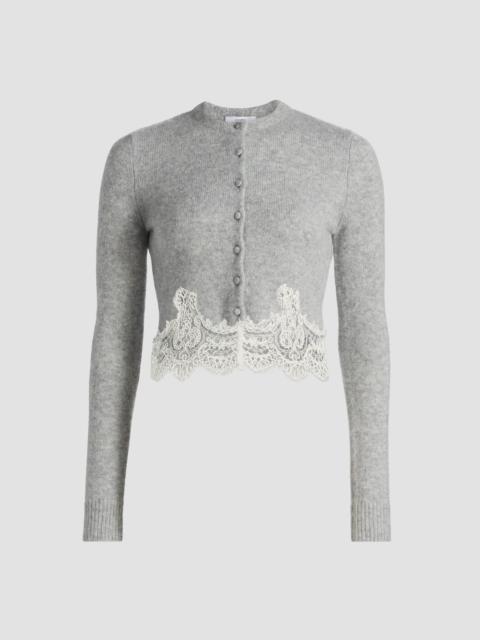ADAM LIPPES Women's Briar Lace-Trim Cashmere Crop Cardigan - Heather Grey