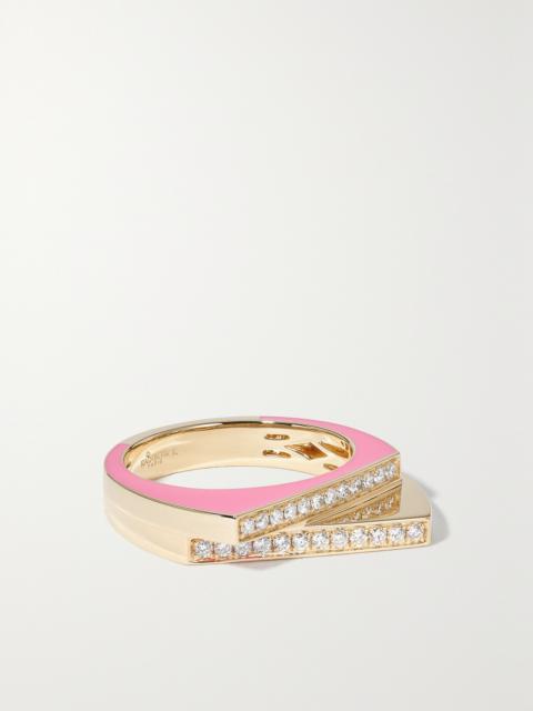 RAINBOW K Handcuff 14-karat Gold, Diamond And Enamel Ring