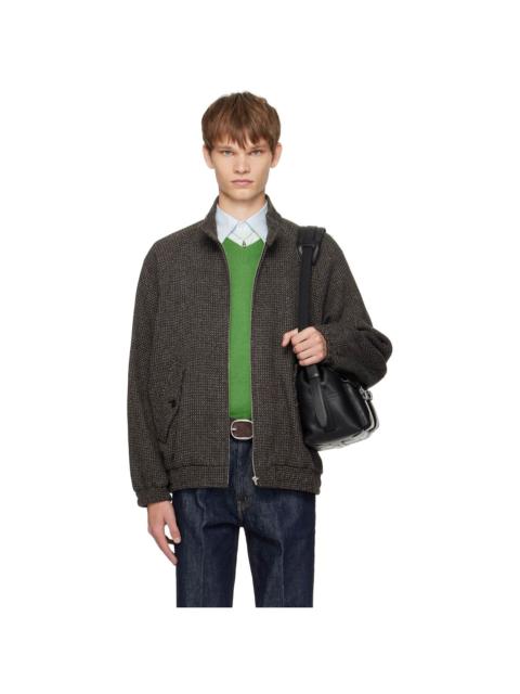 AURALEE Brown & Gray Alpaca Wool Silk Tweed Zip Blouson Jacket