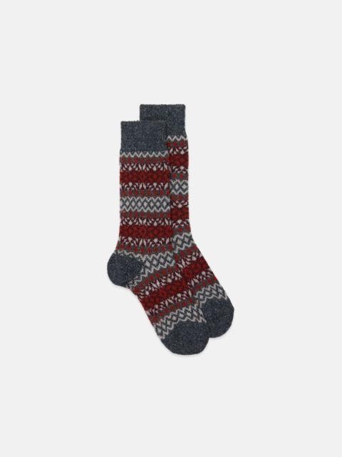 J. PRESS MADE-IN-ENGLAND CHARCOAL FAIR ISLE WOOL SOCKS