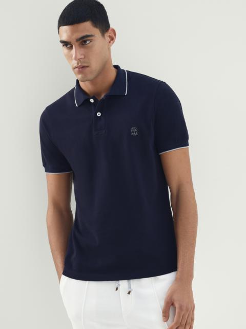 Brunello Cucinelli Cotton piqué slim fit polo shirt with logo