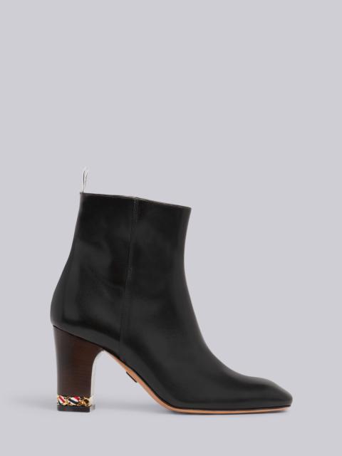 Thom Browne Black Classic Calfskin Tricolor Chain Slim Block Heel Zip Ankle Boot
