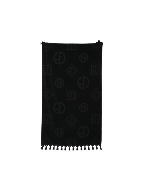 GIORGIO ARMANI logo patterned tassel beach towel