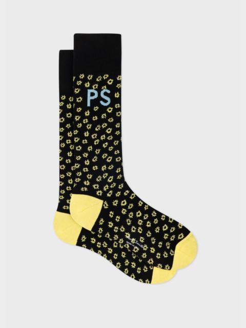 Paul Smith Black Cotton-Blend Floral Socks