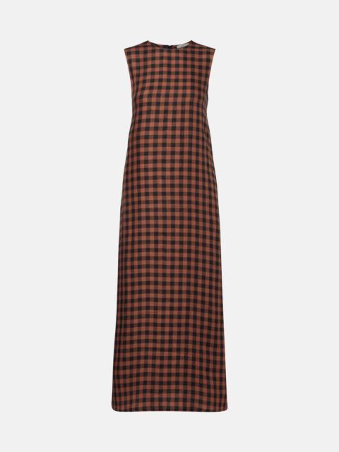ASCENO Tallin gingham linen maxi dress