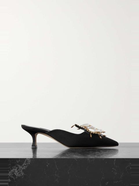 Manolo Blahnik 50 embellished grosgrain mules