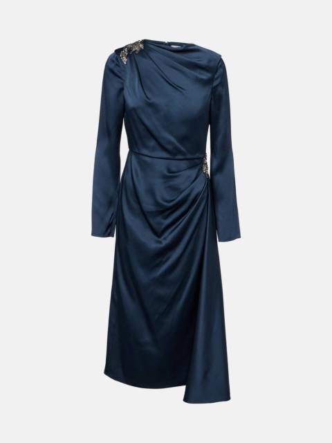 Erdem Crystal-embellished satin cady cocktail dress
