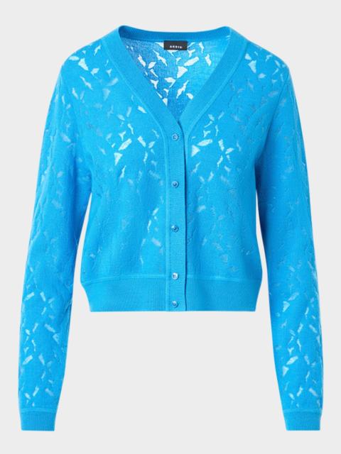 AKRIS Whitecaps Knit V-Neck Cardigan