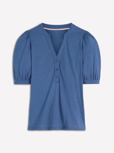 BODEN Supersoft Short Sleeve Henley-Denim Blue