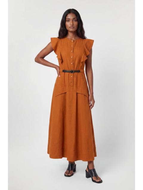 KAREN MILLEN Viscose Linen Woven Halter Neck Midi Dress
