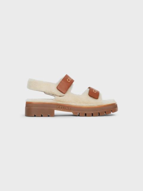 CELINE CELINE LEO SCRATCH SANDAL in SHEARLING & CALFSKIN