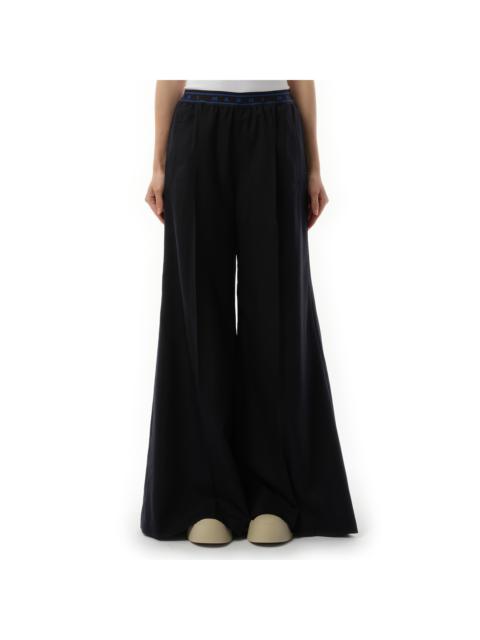 Flared Wool Trousers in Blublack