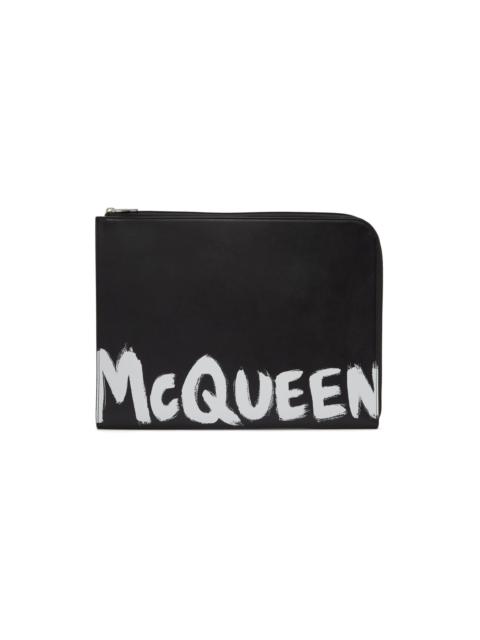 Alexander McQueen Black Logo Print Document Holder