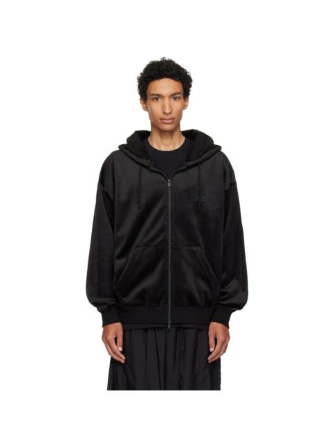 Y-3 Black Velvet Corduroy Zipper Hoodie
