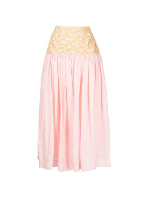 Anthea floral-embroidered maxi skirt