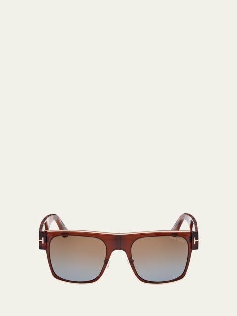 TOM FORD Men's Edwin Acetate and Metal Square Sunglasses