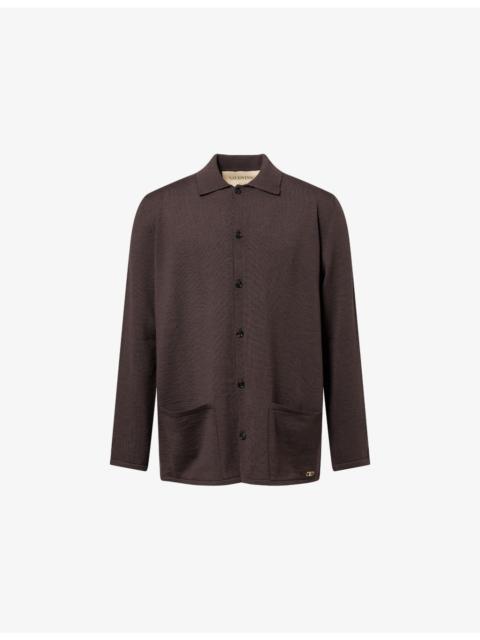 Valentino VLogo Signature Pointed-Collar Virgin-Wool Cardigan
