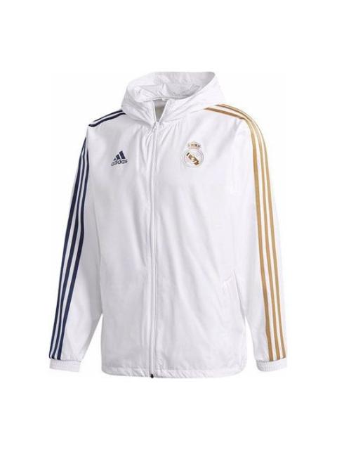 adidas Real Windbreakr Silk Screen Real Madrid Soccer/Football Sports Jacket White GE1996