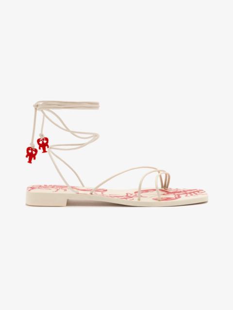 Larroudé Nadia Flat Sandal In Ivory Leather