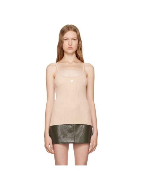 courrèges Beige Rib Knit Tank Top