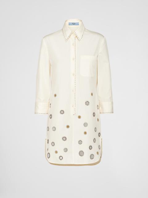 Prada Embroidered poplin mini-dress