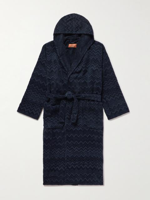 Missoni Chalk Striped Cotton-Terry Jacquard Hooded Robe