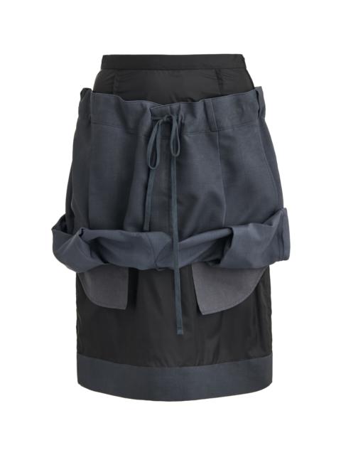 Deconstructed Wool-Nylon Midi Skirt grey