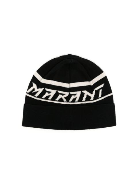 logo-intarsia knitted beanie