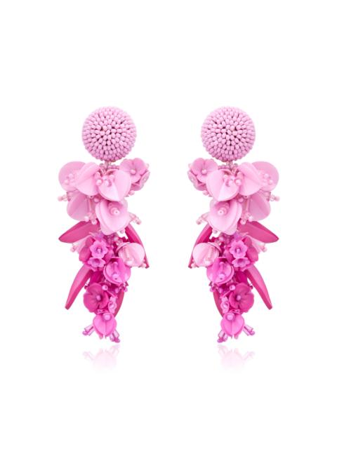 Oscar de la Renta Beaded Chandelier Earrings pink
