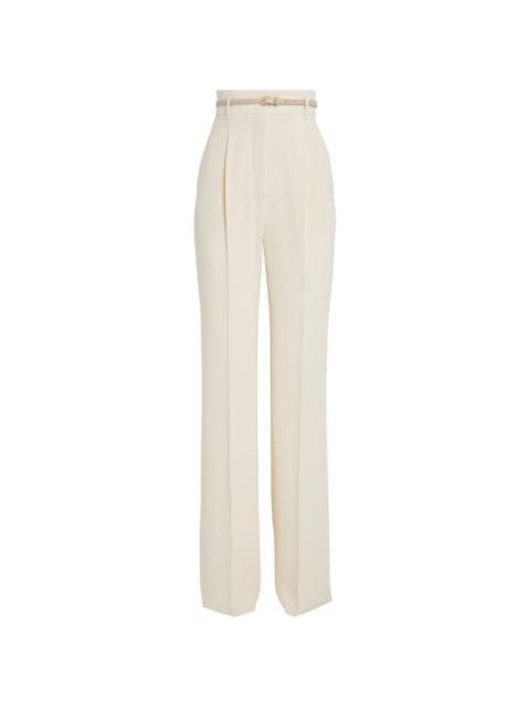 Belted High-Rise Wide-Leg Trousers