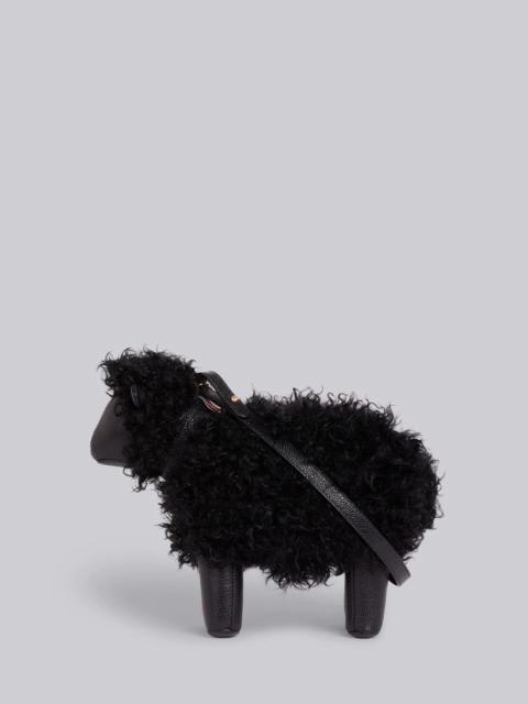 Thom Browne Black Lambskin and Pebbled Calf Small Leather Shoulder Strap Sheep Bag