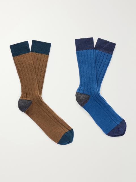 Johnstons of Elgin Set of Two Ribbed-Knit Cashmere-Blend Socks