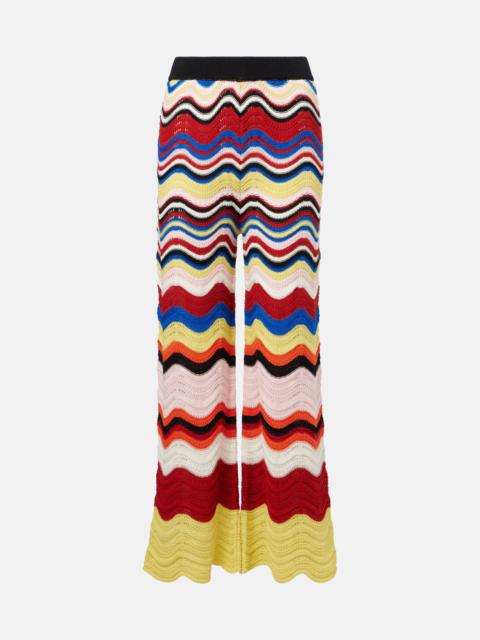 La DoubleJ Chevron crochet cotton wide-leg pants