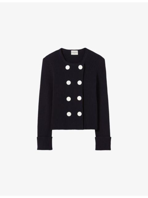 Claudie Pierlot Button-Embellished Double-Breasted Wool-Blend Cardigan