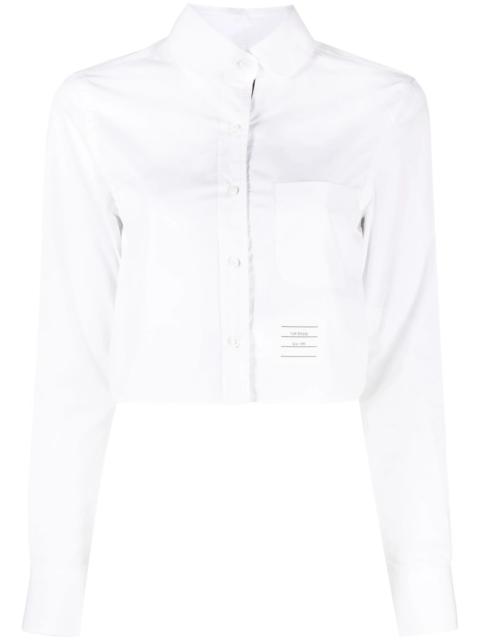 Thom Browne Poplin Classic Round Collar Cropped Shirt Women