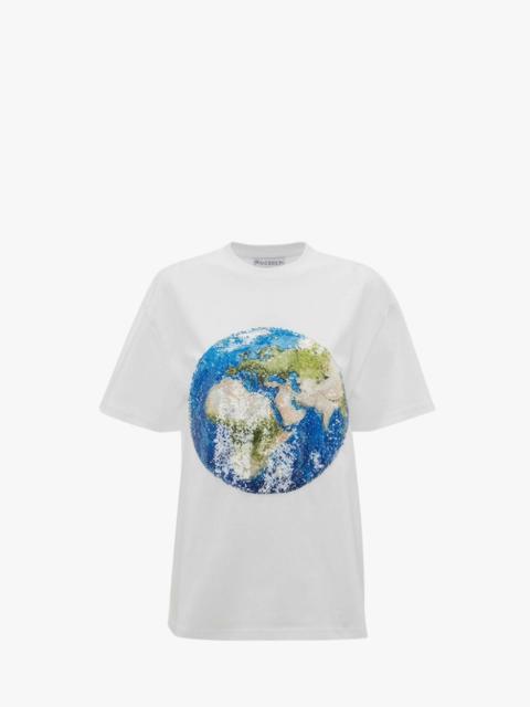 JW Anderson CLASSIC FIT SEQUINED GLOBE T-SHIRT